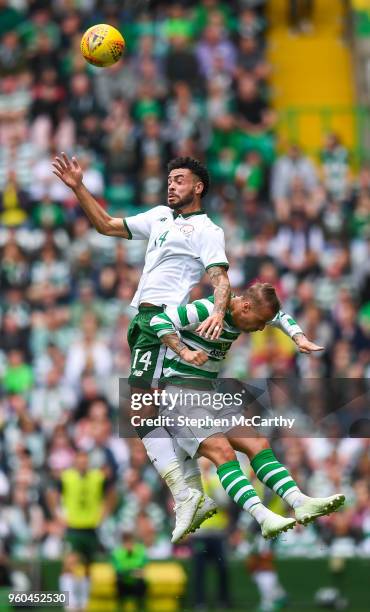 Glasgow , United Kingdom - 20 May 2018; Derrick Williams of Republic of Ireland XI in action against Leigh Griffiths of Celtic during Scott Brown's...
