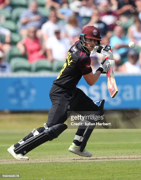 Tom Abell of Somerset scores runs during the Royal London One-Day Cup match at The Cooper Associates County Ground between Somerset and Glamorgan on...
