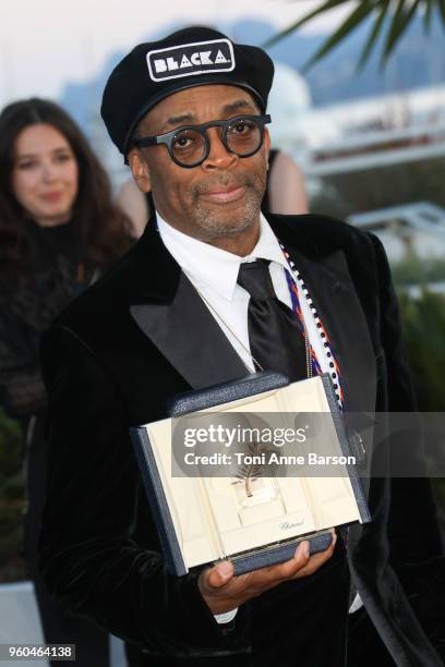 Director Spike Lee poses with the Grand Prix award for 'BlacKkKlansman' at the Palme D'Or Winner Photocall during the 71st annual Cannes Film...