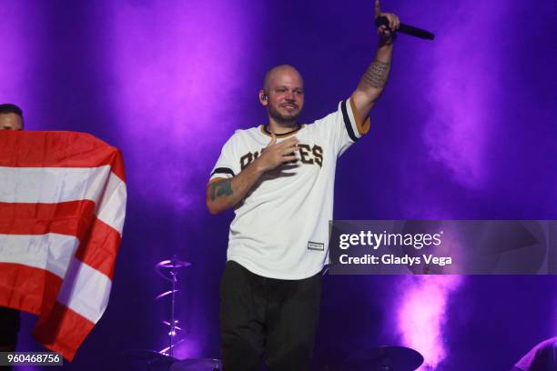 Rene Perez "Residente" performs at Hiram Bithorn Stadium on May 19, 2018 in San Juan, Puerto Rico.