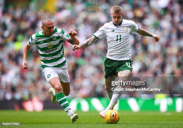 Glasgow , United Kingdom - 20 May 2018; James McClean of Republic of Ireland XI in action against Scott Brown of Celtic during Scott Brown's...