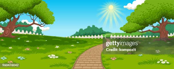 countryside - meadow and path background - meadow stock illustrations