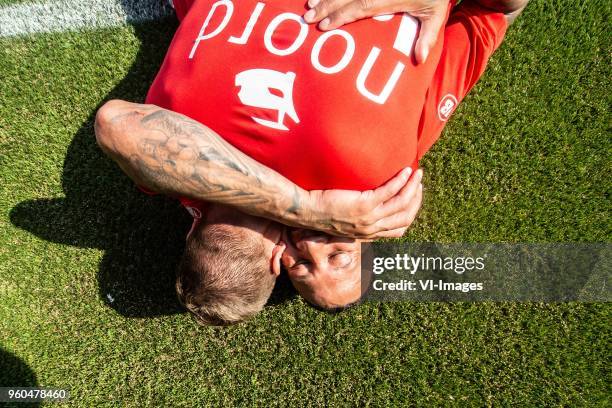 Goalkeeper Peter van der Vlag of FC Emmen, Josimar Lima of FC Emmen during the Dutch Jupiler League play-offs final match between Sparta Rotterdam...