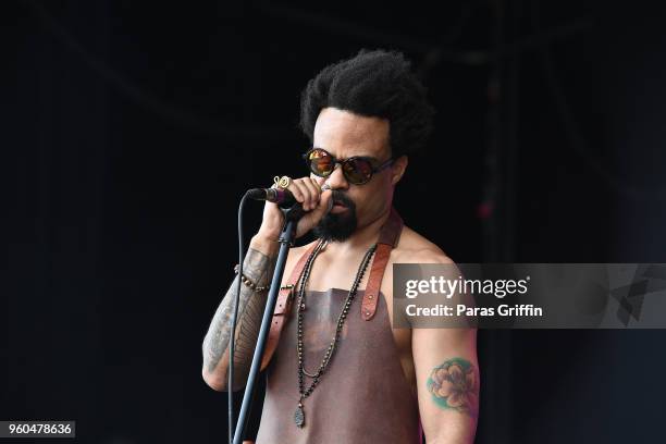 Singer Bilal performs in concert during 2018 Funk Fest Tour at Wolf Creek Amphitheater on May 19, 2018 in Atlanta, Georgia.