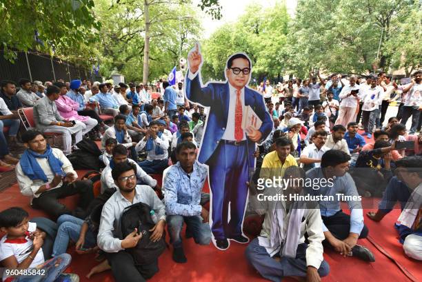People from Dalit and Tribal community protest against atrocities and demand for justice at Parliament Street, on May 20, 2018 in New Delhi, India.