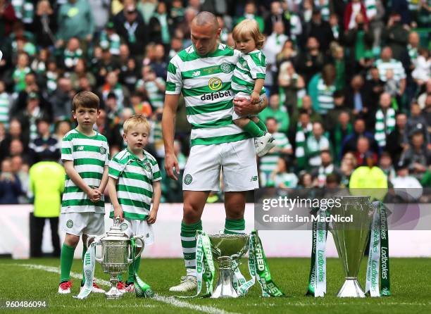 Scott Brown is seen during the Scott Brown testimonial match between Celtic and Republic of Ireland XI at Celtic Park on May 20, 2018 in Glasgow,...