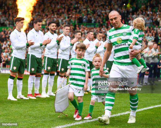 Glasgow , United Kingdom - 20 May 2018; Scott Brown of Celtic comes onto the pitch as the Republic of Ireland team provide a Guard of Honour prior to...