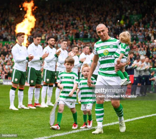 Glasgow , United Kingdom - 20 May 2018; Scott Brown of Celtic comes onto the pitch as the Republic of Ireland team provide a Guard of Honour prior to...