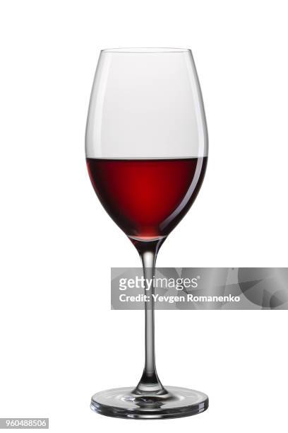 glass of red wine isolated on white background - drinking glass stock pictures, royalty-free photos & images