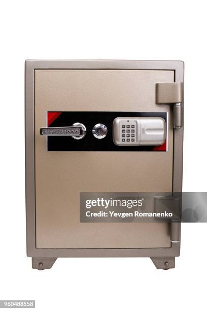 bank safe isolated on white background - money lock box stock pictures, royalty-free photos & images