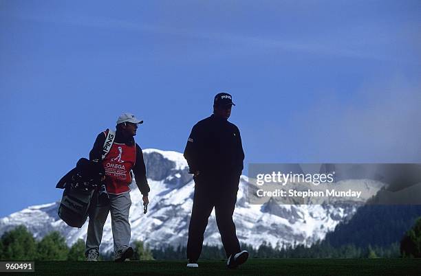 Lee Westwood of England in action during the Omega European Masters held at the Crans-Sur-Sierre Golf Club, Switzerland. \ Mandatory Credit: Stephen...