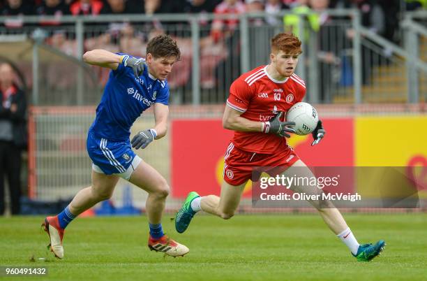 Tyrone , Ireland - 20 May 2018; Cathal McShane of Tyrone in action against Darren Hughes of Monaghan during the Ulster GAA Football Senior...