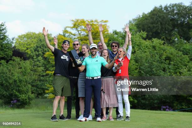 Adrian Otaegui of Spain poses with members of the Pieters production after beating Benjamin Hebert during their final match to win the tournament on...