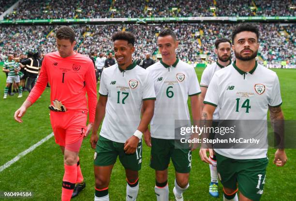 Glasgow , United Kingdom - 20 May 2018; Republic of Ireland players, from left, Colin Doyle, Callum Robinson, Graham Burke, Greg Cunningham and...