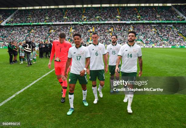 Glasgow , United Kingdom - 20 May 2018; Republic of Ireland players, from left, Colin Doyle, Callum Robinson, Graham Burke, Greg Cunningham and...