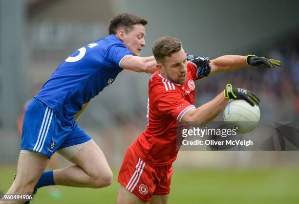 Tyrone , Ireland - 20 May 2018; Niall Sludden of Tyrone in action against Conor McManus of Monaghan during the Ulster GAA Football Senior...