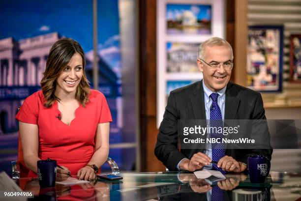 Pictured: Hallie Jackson, NBC News Chief White House Correspondent, and David Brooks, Columnist, The New York Times, appear on "Meet the Press" in...