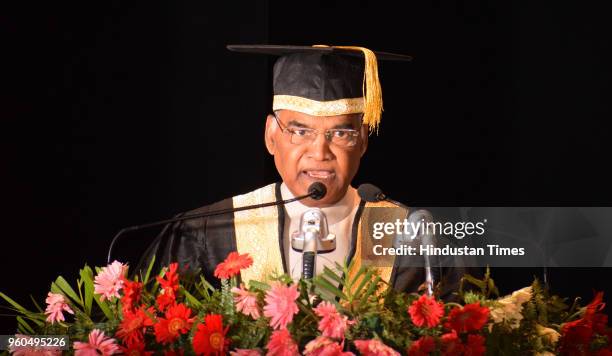 President Ram Nath Kovind addresses during the 7th convocation of Indian Institute of Science Education and Research , on May 20, 2018 in Mohali,...