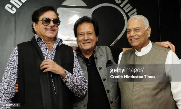 Shatrughan Sinha , former Union Minister Harmohan Dhawan and former Union Minister Yashwant Sinha after a media interaction at Chandigarh Press Club,...