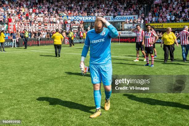 Goalkeeper Leonard Nienhuis of Sparta Rotterdam during the Dutch Jupiler League play-offs final match between Sparta Rotterdam and FC Emmen at the...