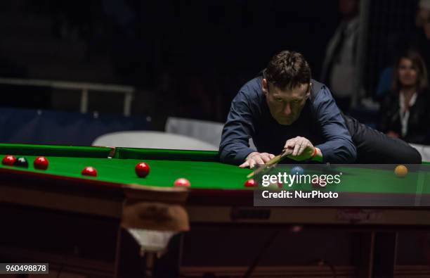 Jimmy White Great Brittain of plays a shot against Shaun Murphy of Great Brittain during the III. Hungarian Snooker Gala on May 19, 2018 in Budapest,...