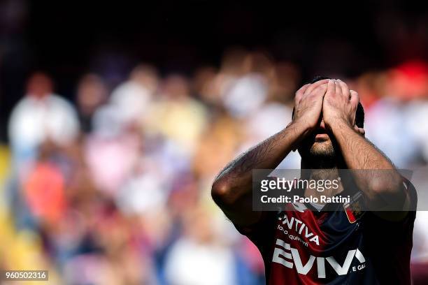 Goran Pandev reacts with disappointment after a missed chance during the serie A match between Genoa CFC and Torino FC at Stadio Luigi Ferraris on...
