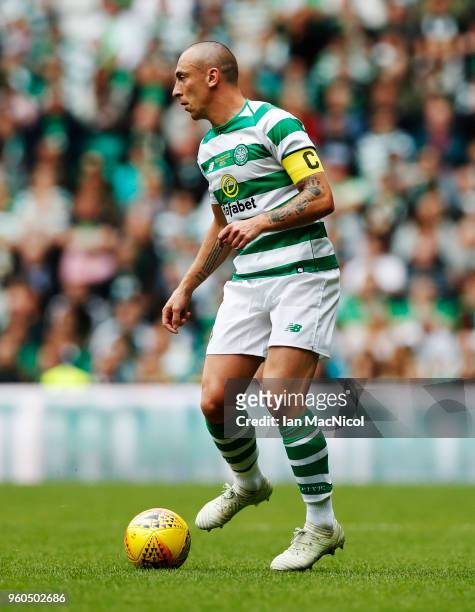 Scott Brown of Celtic is seen during the Scott Brown testimonial match between Celtic and Republic of Ireland XI at Celtic Park on May 20, 2018 in...
