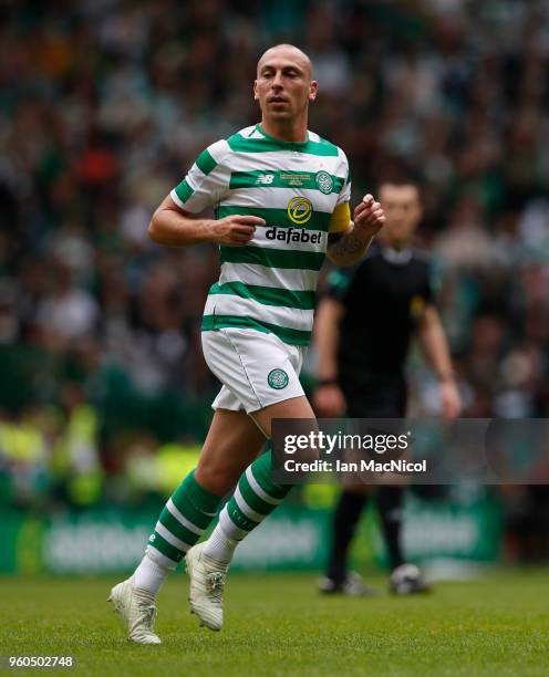 Scott Brown of Celtic is seen during the Scott Brown testimonial match between Celtic and Republic of Ireland XI at Celtic Park on May 20, 2018 in...