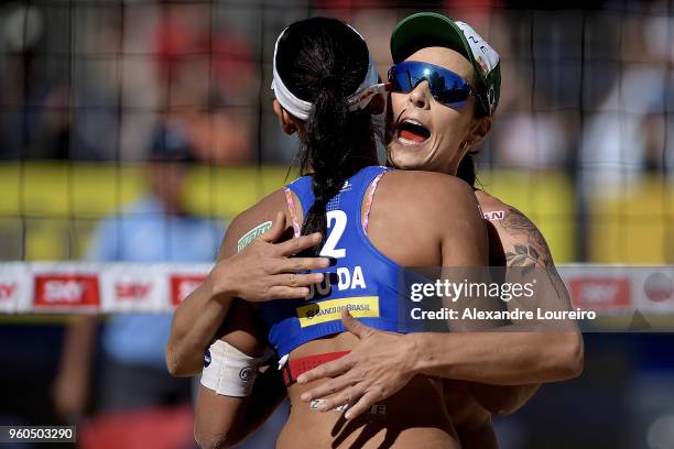 Agatha Bednarczuk and Eduarda Santos of Brazil in action during the main draw Womenâs FInal match against Joana Heidrich and Anouk Verge-Depre of...