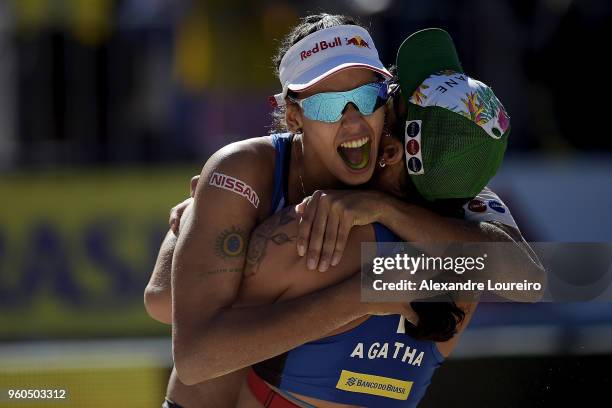 Agatha Bednarczuk and Eduarda Santos of Brazil in action during the main draw Womenâs FInal match against Joana Heidrich and Anouk Verge-Depre of...