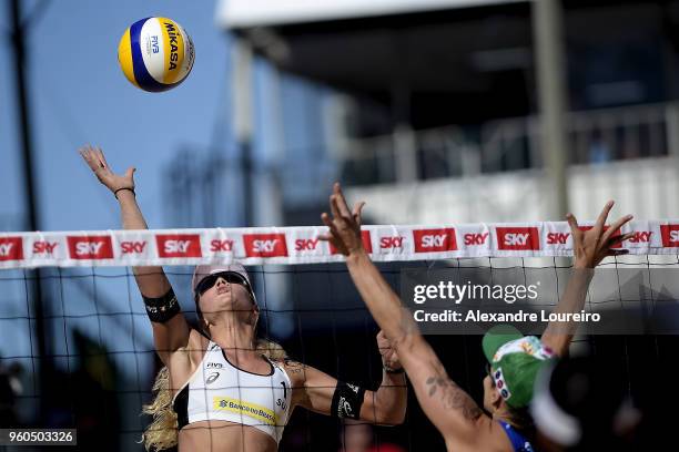 Anouk Verge-Depre of Switzerland in action during the main draw Womenâs FInal match against Agatha Bednarczuk and Eduarda Santos of Brazil at Meia...