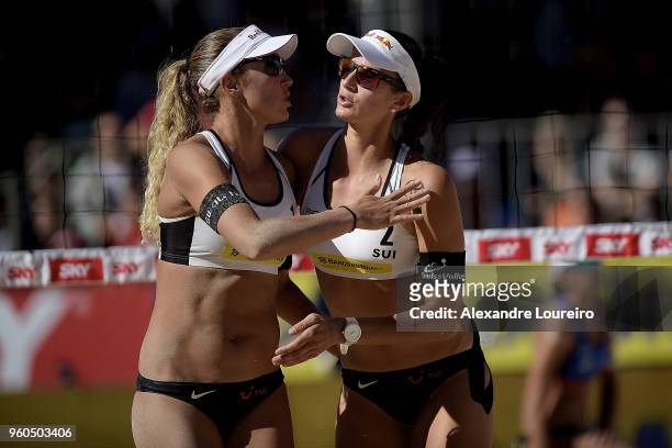 Joana Heidrich and Anouk Verge-Depre of Switzerland in action during the main draw Womenâs FInal match against Agatha Bednarczuk and Eduarda Santos...