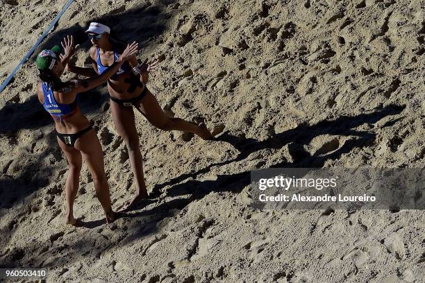 Agatha Bednarczuk and Eduarda Santos of Brazil in action during the main draw Womenâs FInal match against Joana Heidrich and Anouk Verge-Depre of...