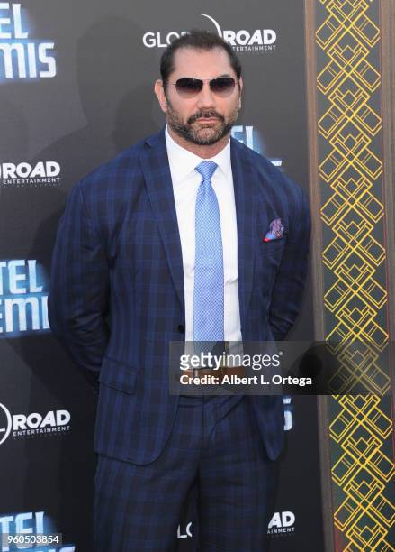 Actor Dave Bautista arrives for the Global Road Entertainment's "Hotel Artemis" Premiere held at Regency Village Theatre on May 19, 2018 in Westwood,...