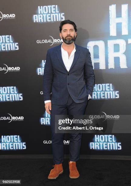 Director Drew Pearce arrives for the Global Road Entertainment's "Hotel Artemis" Premiere held at Regency Village Theatre on May 19, 2018 in...