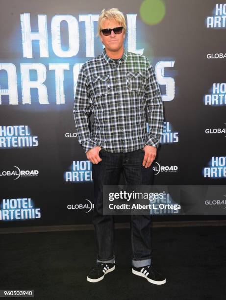 Actor Jake Busey arrives for the Global Road Entertainment's "Hotel Artemis" Premiere held at Regency Village Theatre on May 19, 2018 in Westwood,...