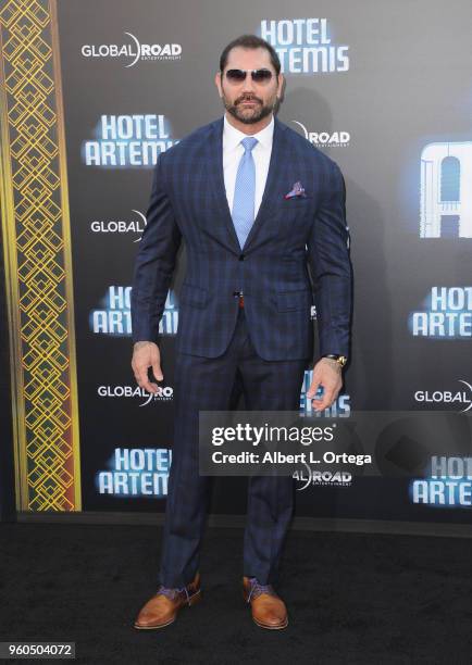 Actor Dave Bautista arrives for the Global Road Entertainment's "Hotel Artemis" Premiere held at Regency Village Theatre on May 19, 2018 in Westwood,...