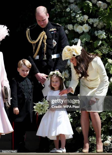 Prince George of Cambridge, Prince William, Duke of Cambridge, Princess Charlotte of Cambridge and Catherine, Duchess of Cambridge after the wedding...