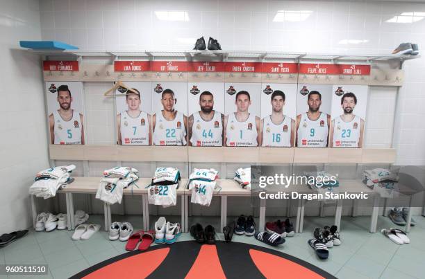 Locker room of Real Madrid before the start of theTurkish Airlines EuroLeague F4 Final Game between Real Madrid v Fenerbahce Dogus Istanbul at Stark...