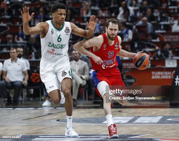 Sergio Rodriguez of CSKA in action against Axel Toupane of Zalgiris during the Turkish Airlines Euroleague Final Four Belgrade 2018 Third Place match...