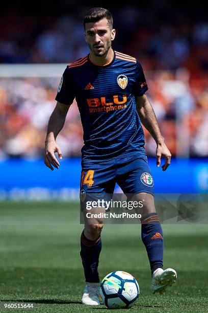 Jose Luis Gaya of Valencia CF with the ball during the La Liga game between Valencia CF and Deportivo de la Coruna at Mestalla on May 20, 2018 in...