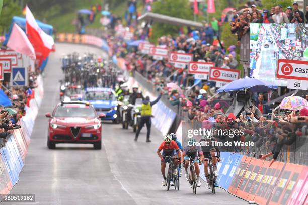 Arrival / Domenico Pozzovivo of Italy and Team Bahrain-Merida / Tom Dumoulin of The Netherlands and Team Sunweb / Miguel Angel Lopez of Colombia and...