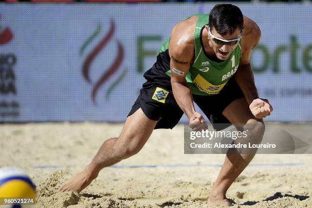 Andre Loyola Stein of Brazil in action during the main draw Menâs FInal match against Anders Berntsen Mol and Christian Sandlie Sorum of Norway at...