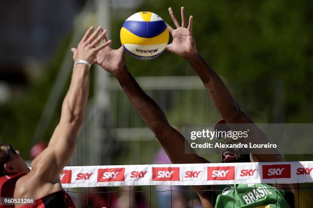 Evandro Goncalves of Brazil in action during the main draw Menâs FInal match against Anders Berntsen Mol and Christian Sandlie Sorum of Norway at...