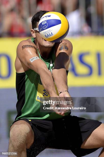 Andre Loyola Stein of Brazil in action during the main draw Menâs FInal match against Anders Berntsen Mol and Christian Sandlie Sorum of Norway at...