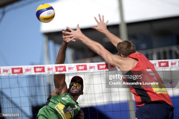 Evandro Goncalves of Brazil in action during the main draw Menâs FInal match against Anders Berntsen Mol and Christian Sandlie Sorum of Norway at...