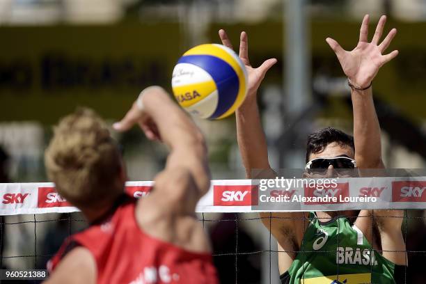 Andre Loyola Stein of Brazil in action during the main draw Menâs FInal match against Anders Berntsen Mol and Christian Sandlie Sorum of Norway at...