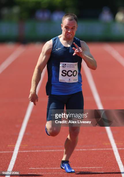 Grant Plenderleith of Scotland competes in the Men's 400m race during the Loughborough International Athletics event on May 20, 2018 in Loughborough,...