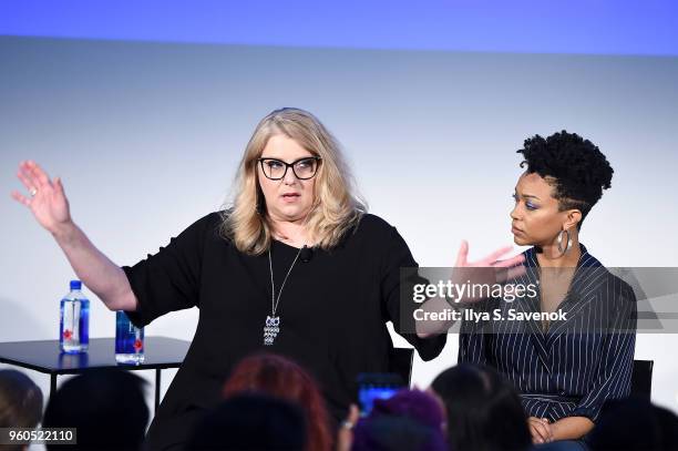 Gretchen J. Berg and Sonequa Martin-Green of Star Trek Discovery speak onstage during "Star Trek Discovery: The Future is Definitely Female" on Day...