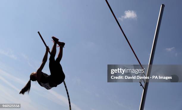 Elizabeth Edden in the pole vault during the Loughborough International Athletics Meeting at the Paula Radcliffe Stadium, Loughborough.